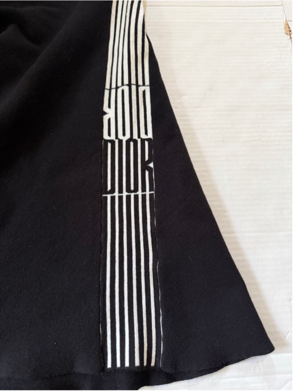 Christian Dior Black Sleeveless Knit Dress Logo Stripe A-Line Fit Flare - Picture 5 of 11